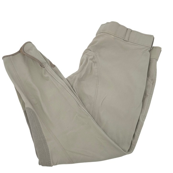 Women's Taupe Stretch Riding Breeches 34L Full Seat Knee Patch Equestrian Pants - Picture 9 of 9